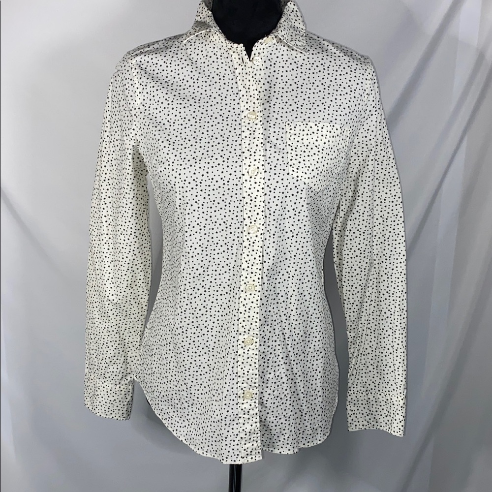 J. Crew Celestial Black White Micro Star Constellation Button Down Shirt XS